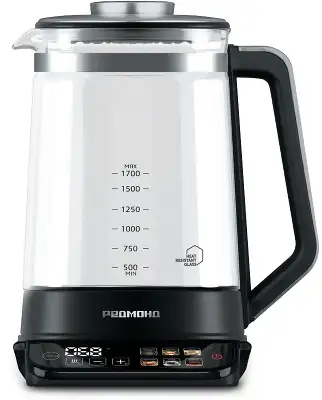 Чайник электрический Redmond KG220 1.7л. 2200Вт черный корпус: стекло/металл/пластик