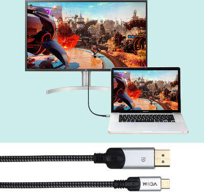 Кабель USB 3.1 Type-C(m)-DisplayPort(m), 1.8м, черный VCOM Premium (CU422MCV-1.8M)