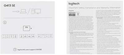 Клавиатура игровая Logitech G413 TKL SE черная, без цифрового блока, механические переключатели, белая подсветка, USB 1,8м, RTL