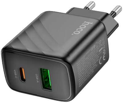 Зарядное устройство Hoco 30Вт, 3А, QC3.0/PD, 1хUSB, 1хType-C, CS23A, черный, коробка