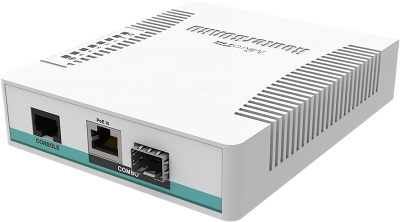 Коммутатор MikroTik Cloud Router Switch 106-1C-5S with QCA8511 400MHz CPU, 128MB RAM, 1x Combo port (Gigabit Ethernet or SFP), 5 x SFP cages, RouterOS L5, desktop case, PSU