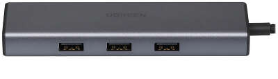 Конвертер UGREEN CM512 (15598) USB-C To 3*USB 3.0 A+HDMI+RJ45+PD Converter. Цвет: серый