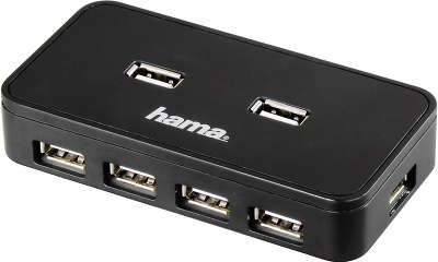 Концентратор USB2.0 Hama, 7 портов, черный [H-39859]