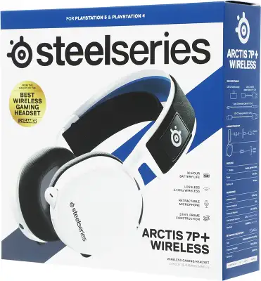 Наушники с микрофоном Steelseries Arctis 7P+ белый/черный мониторные Radio оголовье (61471)