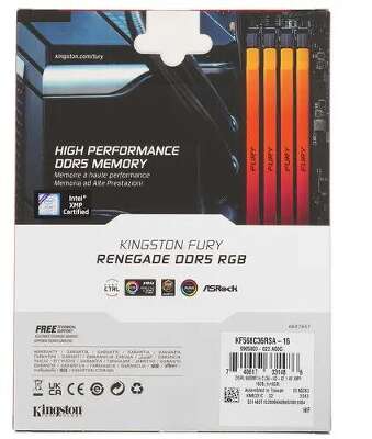 Модуль памяти DDR5 DIMM 16Gb DDR6800 Kingston FURY Renegade Silver RGB (KF568C36RSA-16)