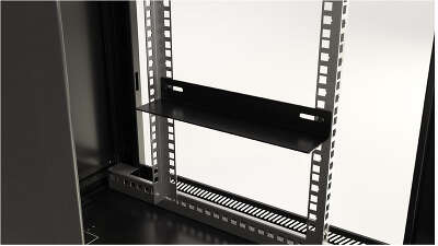 Шкаф коммутационный Hyperline (TWB-1266-GP-RAL9004) настенный 12U 600x600мм пер.дв.стекл 2 бок.пан. 60кг черный 650мм IP20 сталь