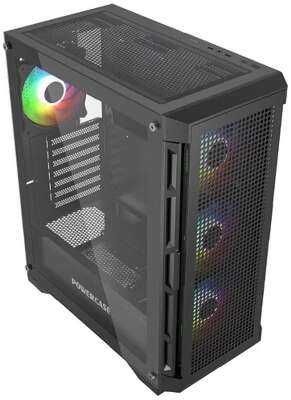 Powercase Ultimate Black, Tempered Glass, 4x 120mm ARGB fans, ARGB HUB, чёрный, ATX  (CUB-A4)
