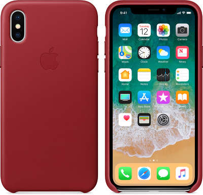 Кожаный чехол для iPhone X Apple Leather Case, PRODUCT (RED) [MQTE2ZM/A]