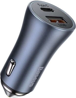 Автомобильное ЗУ Baseus Golden Contactor Pro Dual USB/USB-C Fast Charger 40W, Grey [CCJD-0G]