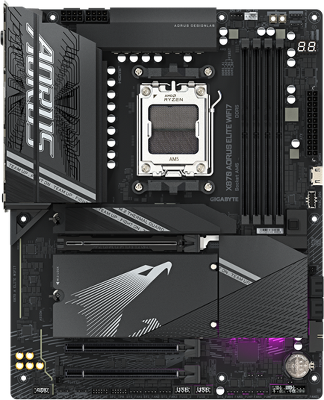 Материнская плата GIGABYTE X870 AORUS ELITE WIFI7 , AM5, X870, 4*DDR5, 4*SATA, 4*M.2, 6*USB 3.2, 4*USB 2.0, 2*Type-C, 3*PCIx16, HDMI, ATX