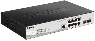D-Link DGS-1210-10P/ME/B1A Управляемый L2 коммутатор с 8 портами 10/100/1000Base-T и 2 портами 1000Base-X SFP (8 портов PoE 802.3af/at, PoE-бюджет 78 Вт)