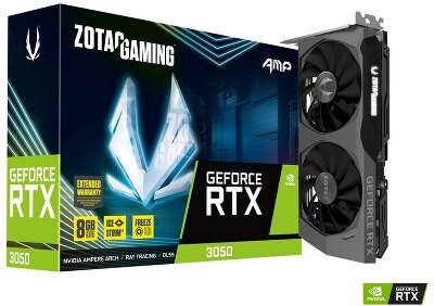 Видеокарта ZOTAC NVIDIA nVidia GeForce RTX 3050 AMP 8Gb DDR6 PCI-E HDMI, 3DP