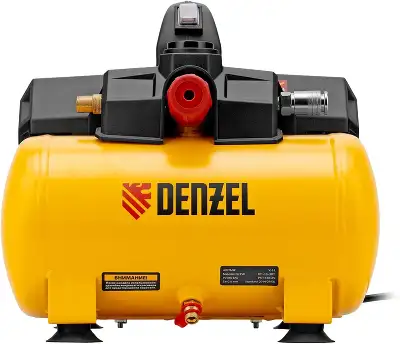 Компрессор поршневой Denzel DLS750/6 безмасляный 140л/мин 6л 750Вт желтый/черный