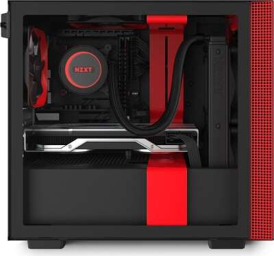 Корпус NZXT H210 Black/red, черный, mini-ITX, Без БП (CA-H210B-BR)