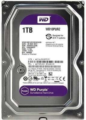 Жесткий диск SATA 1TB 6GB/S 64MB PURPLE WD10PURZ WDC