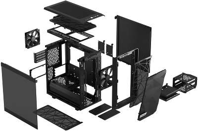 Корпус Fractal Design Meshify 2 Mini Black TG Dark Tint, черный, mATX, Без БП (FD-C-MES2M-01)