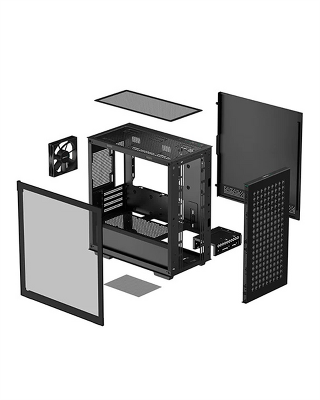 Корпус Deepcool CH370 без БП, боковое окно (закаленное стекло), черный, mATX