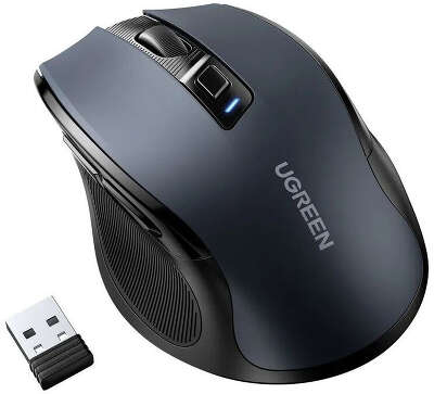 Беспроводная компьютерная мышь UGREEN MU006 (90545) Ergonomic Wireless Mouse 2.4G 4000DPI Silence Design без батарейки АА. Цвет: черный