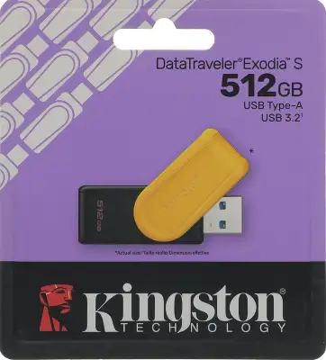 Флеш Диск Kingston 512GB DataTraveler Exodia S DTXS/512GB USB3.0 желтый/черный