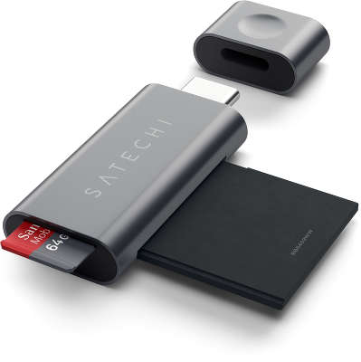 Адаптер Satechi Aluminum Type-C to USB3.0 и MicroSD, Space Gray [ST-TCUCM]