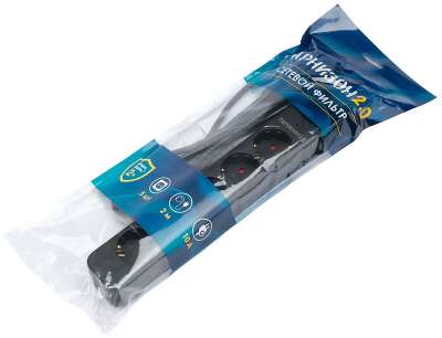 Сетевой фильтр Гарнизон EPS-5-B-2 черный, 5 розеток, 10А, кабель 2м, ур.защиты 2+, пакет