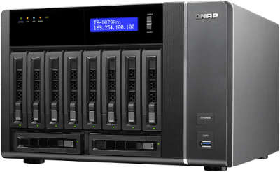 Сетевое хранилище QNAP TS-1079 Pro Сетевой RAID-накопитель с десятью отсеками для жестких дисков. Intel Core i