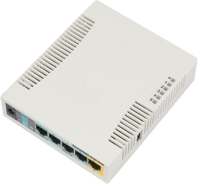 Точка доступа wi-fi MikroTik RouterBOARD 951Ui-2HnD with 600Mhz CPU, 128MB RAM, 5xLAN, built-in 2.4Ghz 802b/g/n 2x2 two chain wireless with integrated antennas, desktop case, PSU, RouterOS L4