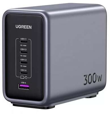 Зарядное устройство UGREEN CD333 (90903B) Nexode 300W 5-Port PD GaN Fast Desktop Charger EU. Цвет: серый