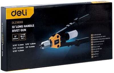 Двуручный заклепочник Deli DL236913 330мм, сталь Cr-Mo, диаметр заклепок 2,4 / 3,2 / 4,0 / 4,8 / 6,4 мм