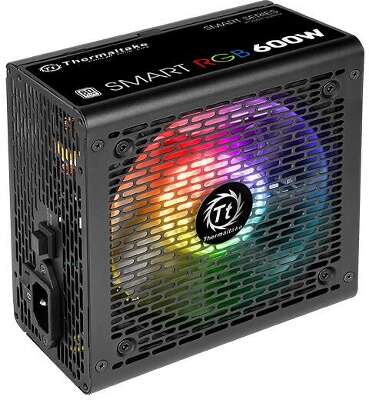 Блок питания Thermaltake ATX 600W Smart RGB 600 80+ white (20+4pin) APFC 120mm fan color LED 6xSATA RTL