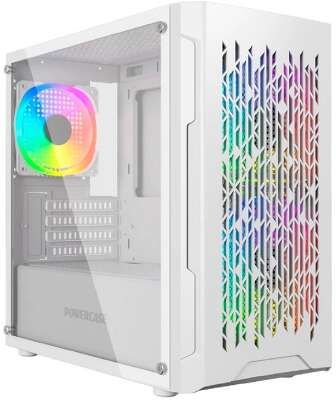 Powercase Mistral Micro D3W ARGB, Tempered Glass, 2x 140mm ARGB PWM+1x 120mm ARGB PWM, белый, mATX  (CMMDW-A3)