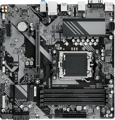 Материнская плата/ MB GIGABYTE AMD A620 sAM5, 4xDDR5(192GB), D-SUB/HDMI 2.1/DP, 1xPCIe 4.0x16, 1xPCIe 4.0, 1xLAN, 4xSATA 6Gb/s, 1xM.2, 1xUSB-C, 1xUSB 3.2, 4xUSB 2.0, 1xPS/2, mATX