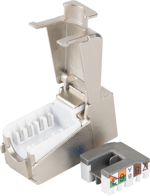 Модуль-вставка NIKOMAX типа Keystone, Кат.8.1 (Класс I), 2000МГц, RJ45/8P8C, самозажимной, T568A/B, полный экран, металлик - гарантия: 5 лет расширенная / 25 лет системная