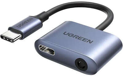 Адаптер UGREEN CM231 (60164) USB-C to 3.5mm Audio Adapter with PD. Цвет: серый