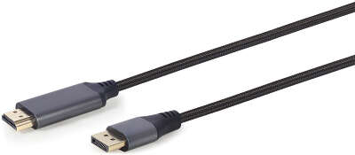 Кабель DisplayPort->HDMI Cablexpert CC-DP-HDMI-4K-6 , 4K, 1.8м, 20M/19M, черный, экран, пакет