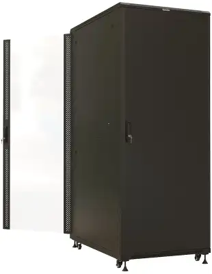 Шкаф коммутационный Hyperline (TTBR-4288-AS-RAL9004) напольный 42U 800x800мм пер.дв.стекл задн.дв.спл.стал.лист 2 бок.пан. 1000кг черный 710мм 2055мм IP20 сталь