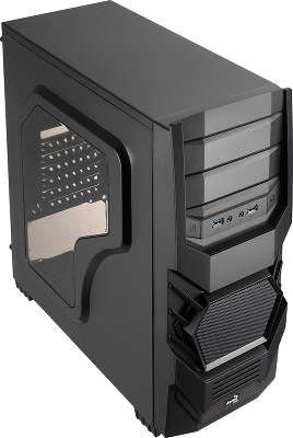 Корпус Aerocool Cyclops Advance Black , ATX, без БП, с окном, 2х USB 3.0, в комплекте 1x120мм red LED и 1x120м