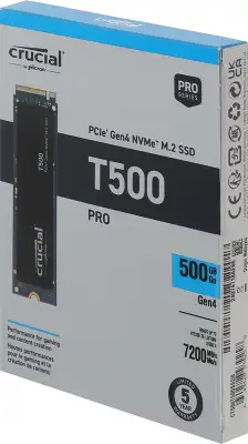 Накопитель SSD Crucial PCIe 4.0 x4 500GB CT500T500SSD8 T500 M.2 2280