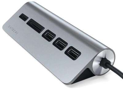 USB-концентратор Satechi Type-C USB Hub & Micro/SD Card Reader. Интерфейс USB-C. 3 порта USB 3.0 , слоты для карты памяти. Цвет серый космос.