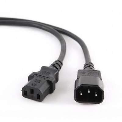 Кабель питания сист.блок-монитор Cablexpert PC-189, 1.8м, C13-C14, 6А, Сечение провода: 0,5 мм2, черный, с заземлением {100}