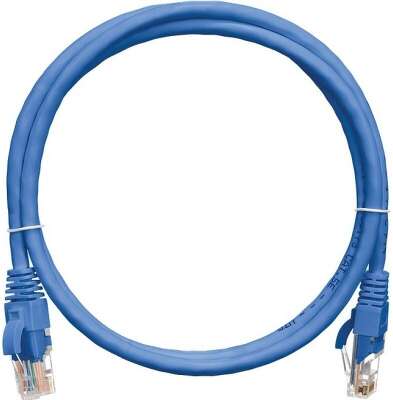 Коммутационный шнур NIKOMAX U/UTP 4 пары, Кат.5е (Класс D), 100МГц, 2хRJ45/8P8C, T568B, заливной, с защитой защелки, многожильный, BC (чистая медь), 24AWG (7х0,205мм), полимерный материал, исполнение кабельного изделия нг(А)-HF, синий, 0,3м