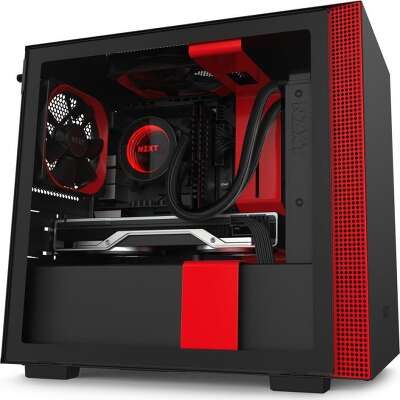 Корпус NZXT H210 Black/red, черный, mini-ITX, Без БП (CA-H210B-BR)