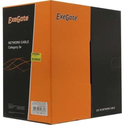 Exegate EX281815RUS Кабель Exegate  UTP4-C5e-CU-S25-IN-PVC-GY-305 UTP 4 пары кат.5e медь, 25AWG, бухта 305м, серый,  PVC