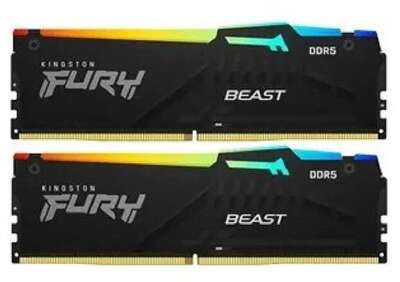 Kingston DDR5 DIMM 32GB DRAM (16GBx2) 5200MHz CL40 FURY Beast Black KF552C40BBAK2-32