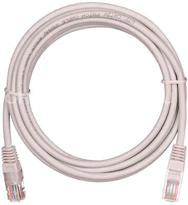 Коммутационный шнур NETLAN U/UTP 4 пары, Кат.5е (Класс D), 100МГц, 2хRJ45/8P8C, T568B, заливной, многожильный, BC (чистая медь), PVC нг(B), серый, 2м, уп-ка 10шт.