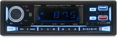 Автомагнитола Digma MCP-450 1DIN 4x45Вт v5.0 USB 2.0 AUX 4 ПДУ