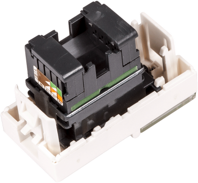 Вставка Mosaic 22.5x45, RJ-45 UTP, кат.6, со шторкой и увеличенным окном маркировки, белая