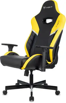 Кресло игровое Knight Thunder 5X черный/желтый эко.кожа крестов. металл