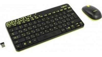 920-008213 Logitech Клавиатура + мышь MK240 Nano Black-yellow оригинальная заводская гравировка RU/LAT