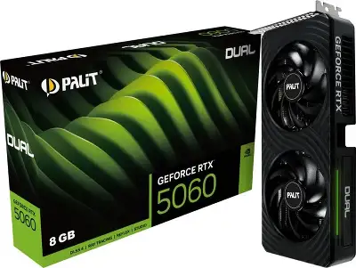 Видеокарта Palit PCI-E 5.0 RTX5060 DUAL NVIDIA GeForce RTX 5060 8Gb 128bit GDDR7 2280/28000 HDMIx1 DPx3 HDCP Ret